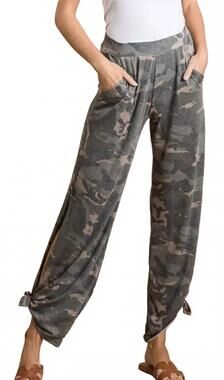 NEW 7TH RAY camo tie pants in green